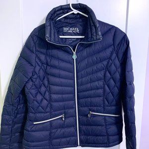 Women's Michael Kors Down Filled Packable Blue Puffer Jacket - size L